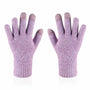 Lila Touchscreen-Handschuhe, gestrickt, warm, für Winter, Smartphone-kompatibel.