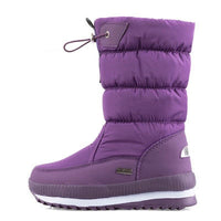 Lila Winterstiefel Damen, wasserdicht, warm gefüttert, rutschfeste Sohle, Outdoor-Schuh.