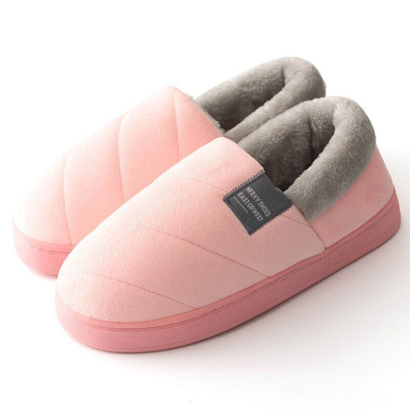 Rosa Hausschuhe, Plüschfutter, rutschfeste Sohle, gemütlich, Damen, Wintermode.