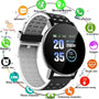 Smartwatch mit rundem Display, schwarzem Armband, Fitness-Tracker, Herzfrequenzmesser, Bluetooth.