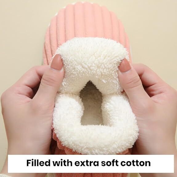 Rosa Hausschuhe mit weichem Baumwollfutter, gemütlich, rutschfest, für Damen.