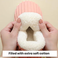 Rosa Hausschuhe mit weichem Baumwollfutter, gemütlich, rutschfest, für Damen.